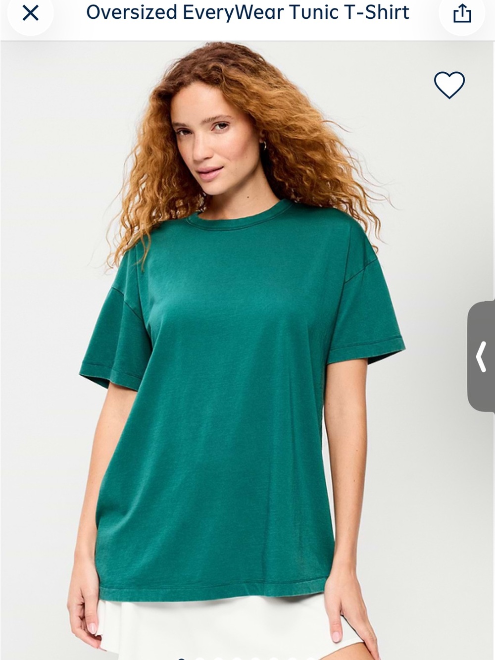 Old Navy EveryWear Oversized Tunic Tee in Emerald Green “Jet Stream” Sz S NWT